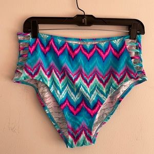Marilyn Monroe Swim bottoms blue pink chevron XL
